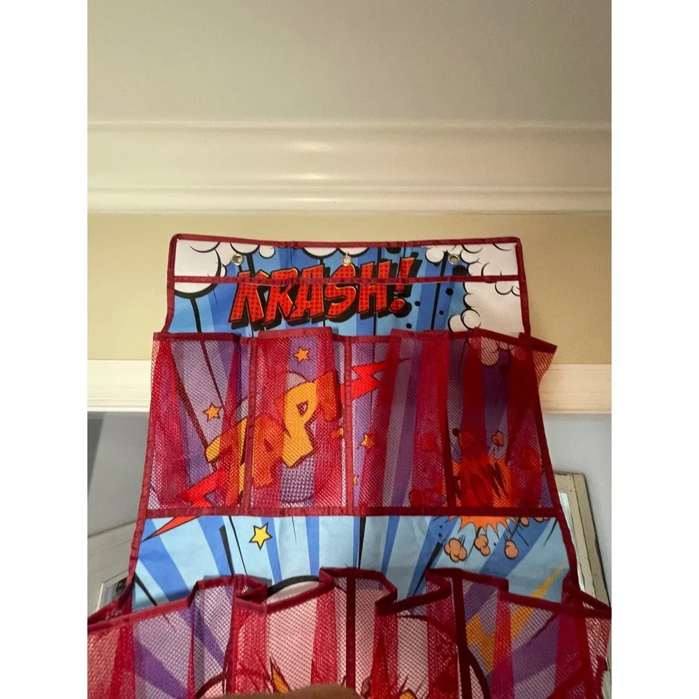 Superhero Over The Door Shoe Organizer 24 Mesh Pockets Comic Book Kids Storage